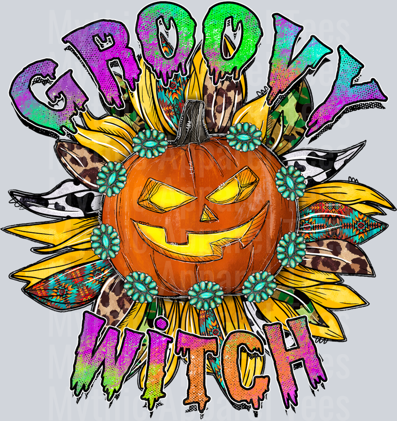 Groovy Witch Sunflower Halloween Fall