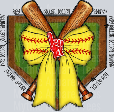 Hey batter batter softball Black Text DTF Softball Transfers