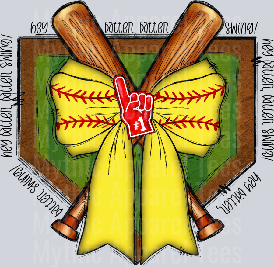 Hey batter batter softball Black Text DTF Softball Transfers