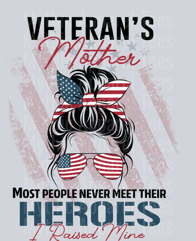 Veteran's Mother USA Hair Bow DTF General Military Transfers