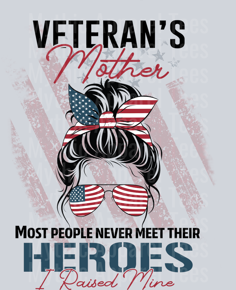 Veteran's Mother USA Hair Bow DTF General Military Transfers
