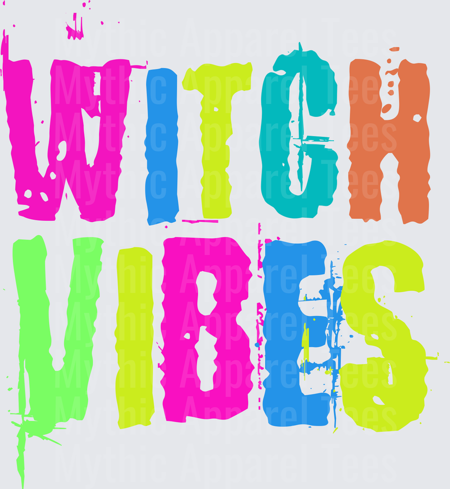 Halloween Witch Vibes Bold Neon Multicolor Paint Splatter Typography Design