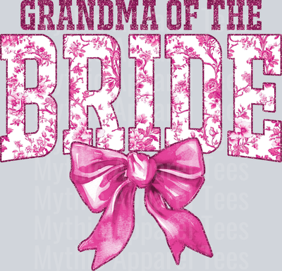 Light Pink Grandma Of The Bride College Font With Bow Floral Pattern Wedding