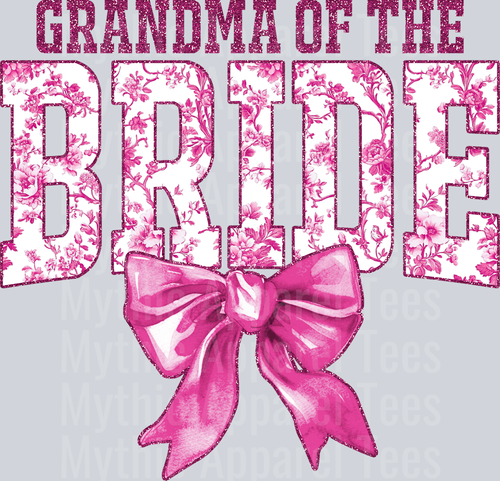 Light Pink Grandma Of The Bride College Font With Bow Floral Pattern Wedding