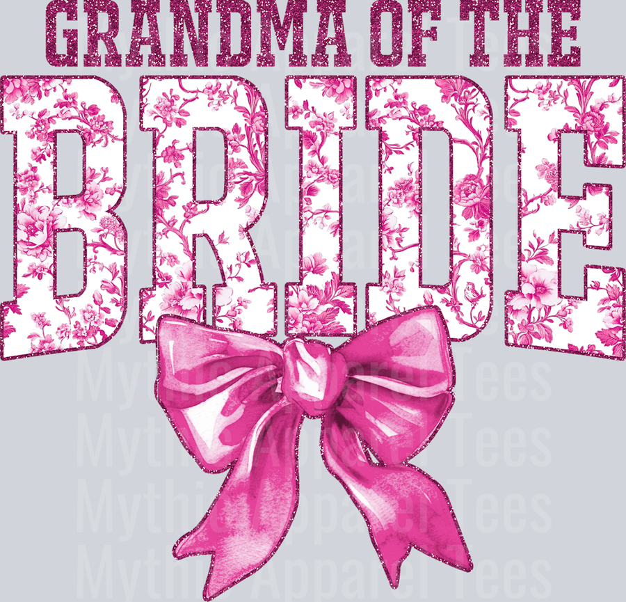 Light Pink Grandma Of The Bride College Font With Bow Floral Pattern Wedding