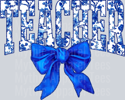 Blue Toile Teacher College Font Floral Teacher Design