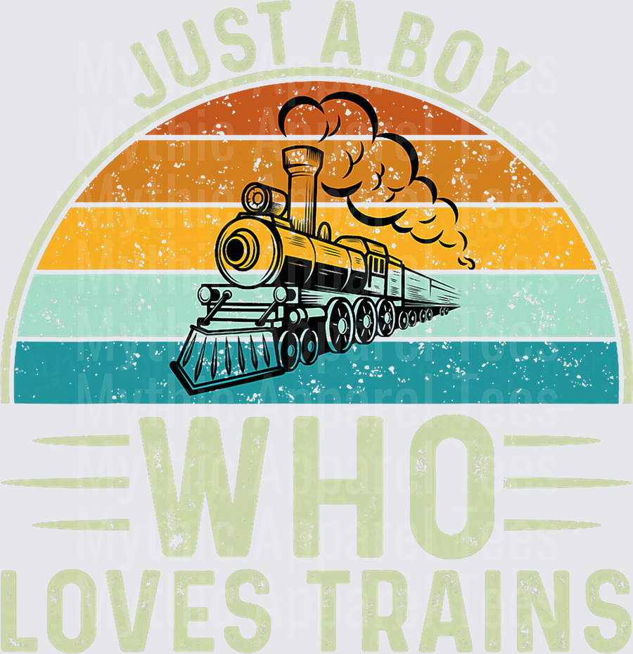 Trains Just A Boy Who Loves Trains Retro Sunset Steam Engine