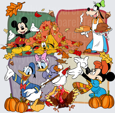 Disney Fall and Thanksgiving Mickey and Friends Autumn Harvest Celebration with Turkey and Pumpkins