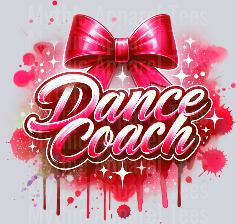 Dance Coach Airbrushed Red DTF Dance Coach Transfers