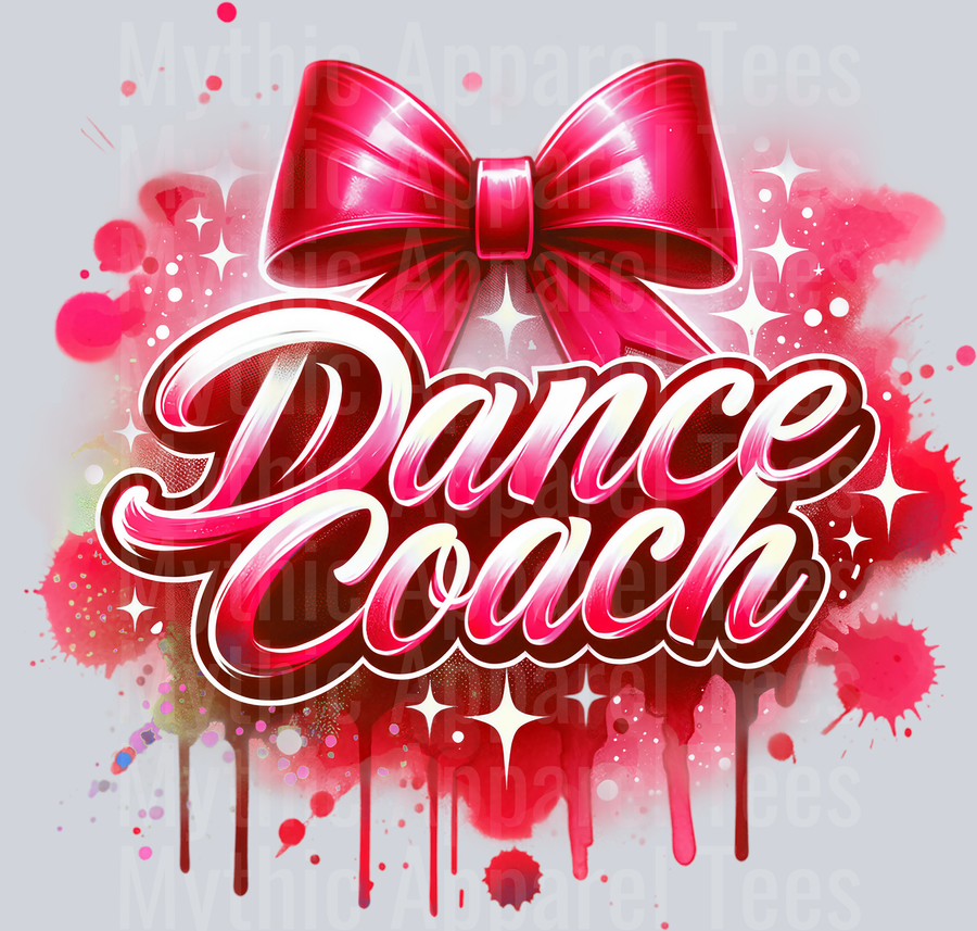 Dance Coach Airbrushed Red DTF Dance Coach Transfers