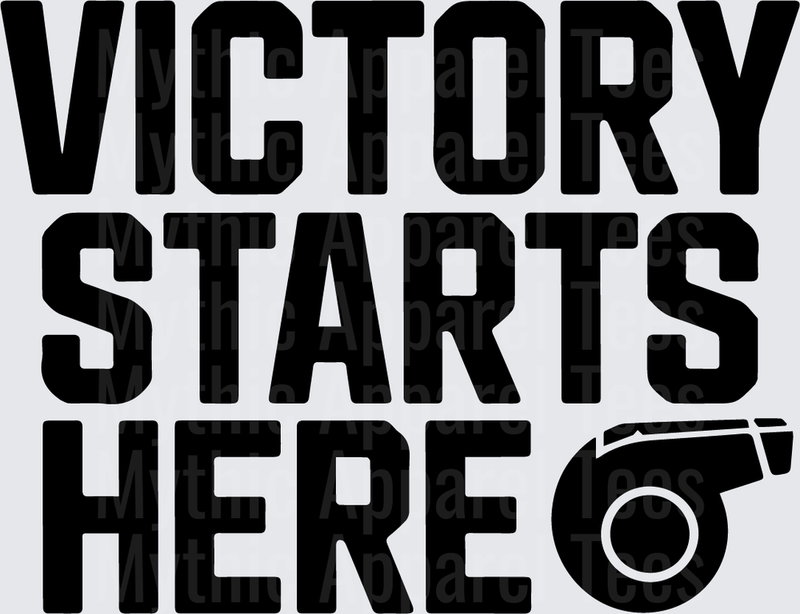 American Football Victory Starts Here Bold Text With Whistle