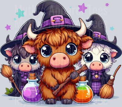 Cute cartoon halloween highland cow 14