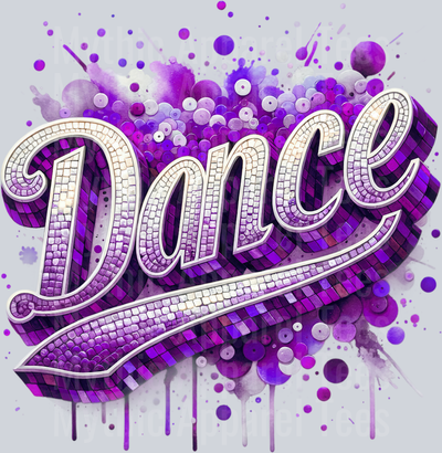 0020 Dance Sequin Purple DTF Dance Swoosh Transfers