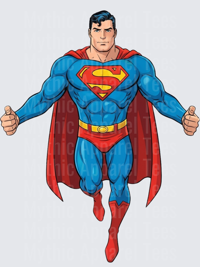 Superman Classic Comic Style Flying Pose Full Body Art