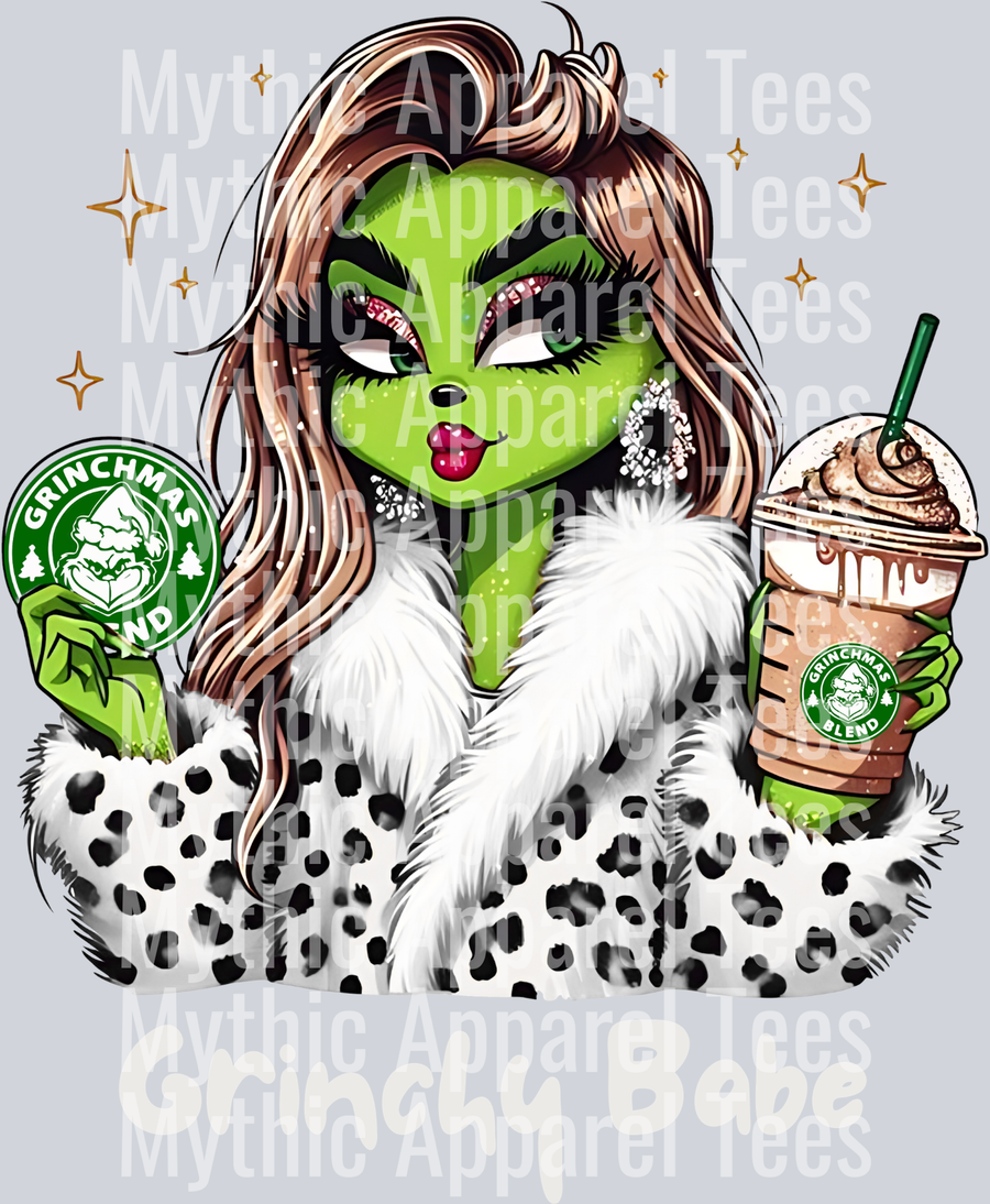 Grinchy Babe – DTF Heat Transfer – Holiday Christmas Design