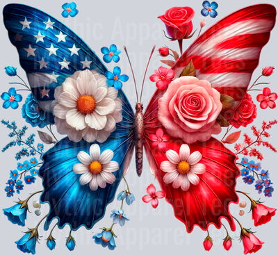 American butterfly 2 DTF Patriotic Transfers