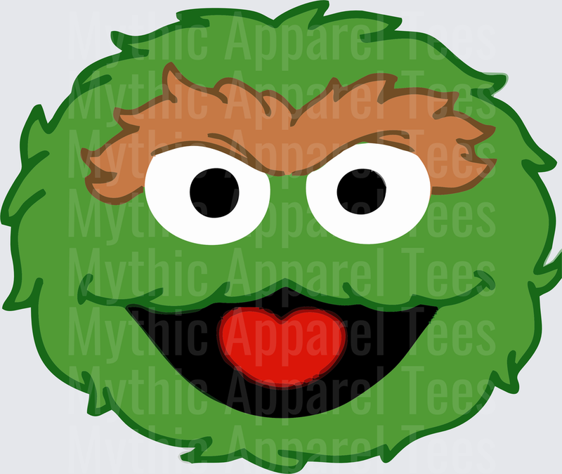 Sesame Street Oscar the Grouch Green Fuzzy Face Close-Up