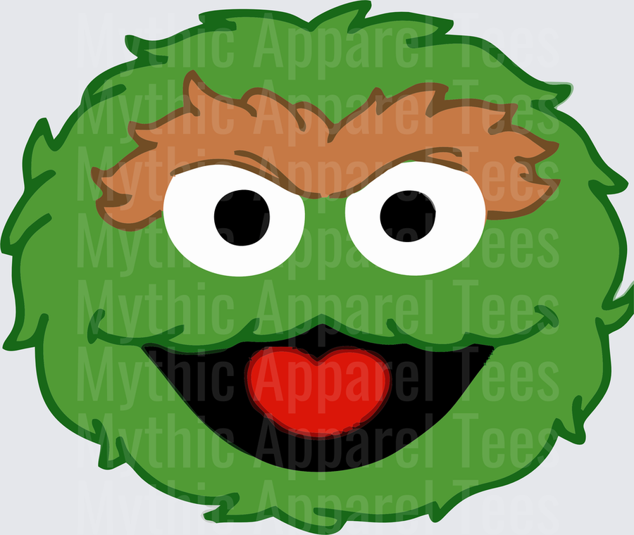 Sesame Street Oscar the Grouch Green Fuzzy Face Close-Up