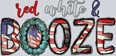 Red White And Booze Flower flag 4th of July DTF Patriotic Transfers