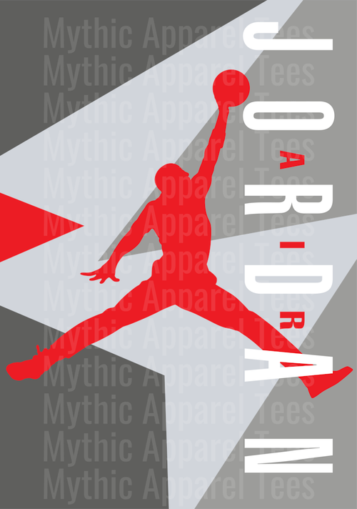 Grey and Red White Michael Jordan Chicago Bulls Jordans Nike DTF Michael Jordan Transfers