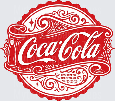 Coke Coca-Cola Vintage Red Scallop Badge with Classic Bottle