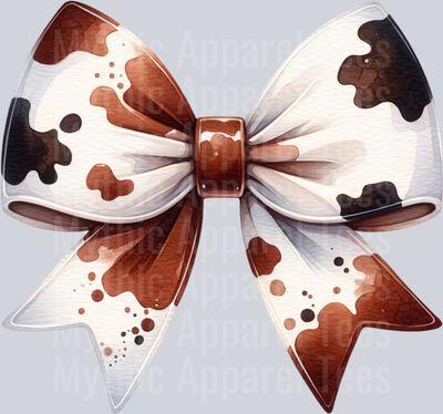 BROWN COW PRINT BOW CLIPART