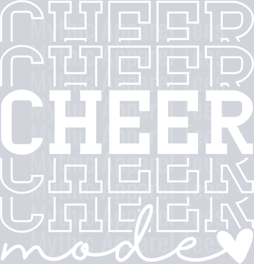 Cheer Mode Stacked White Varsity Letters Chearleader
