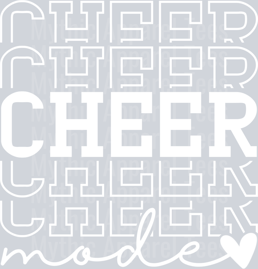 Cheer Mode Stacked White Varsity Letters Chearleader