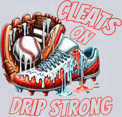 Cleats On Drip Strong Baseball Ice Cream Drip Men Women Kids DTF Baseball Transfers