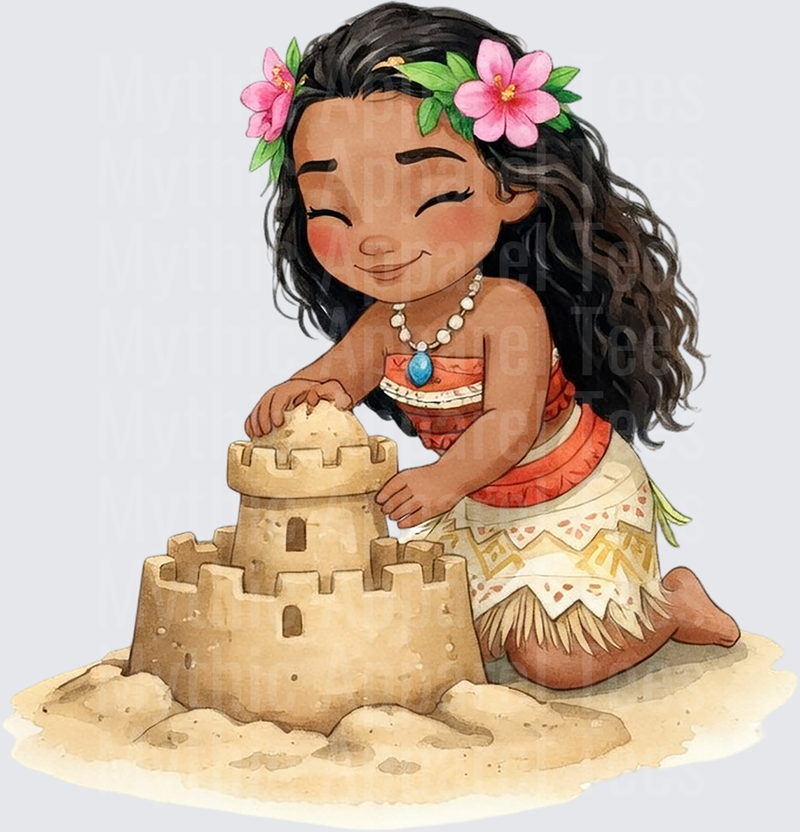 Moana Baby Building a Sandcastle on the Beach