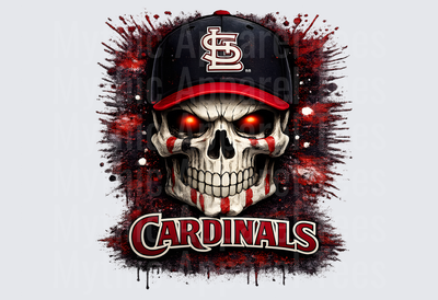 MLB Skulls St. Louis Cardinals Glowing Eyes Skull Red Splatter