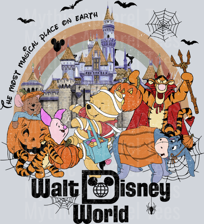 Spooky Walt Disney World Winnie the pooh Halloween Design DTF Disney Transfers