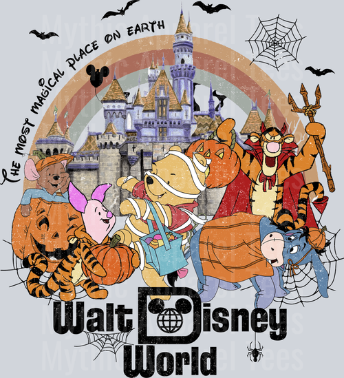 Spooky Walt Disney World Winnie the pooh Halloween Design DTF Disney Transfers