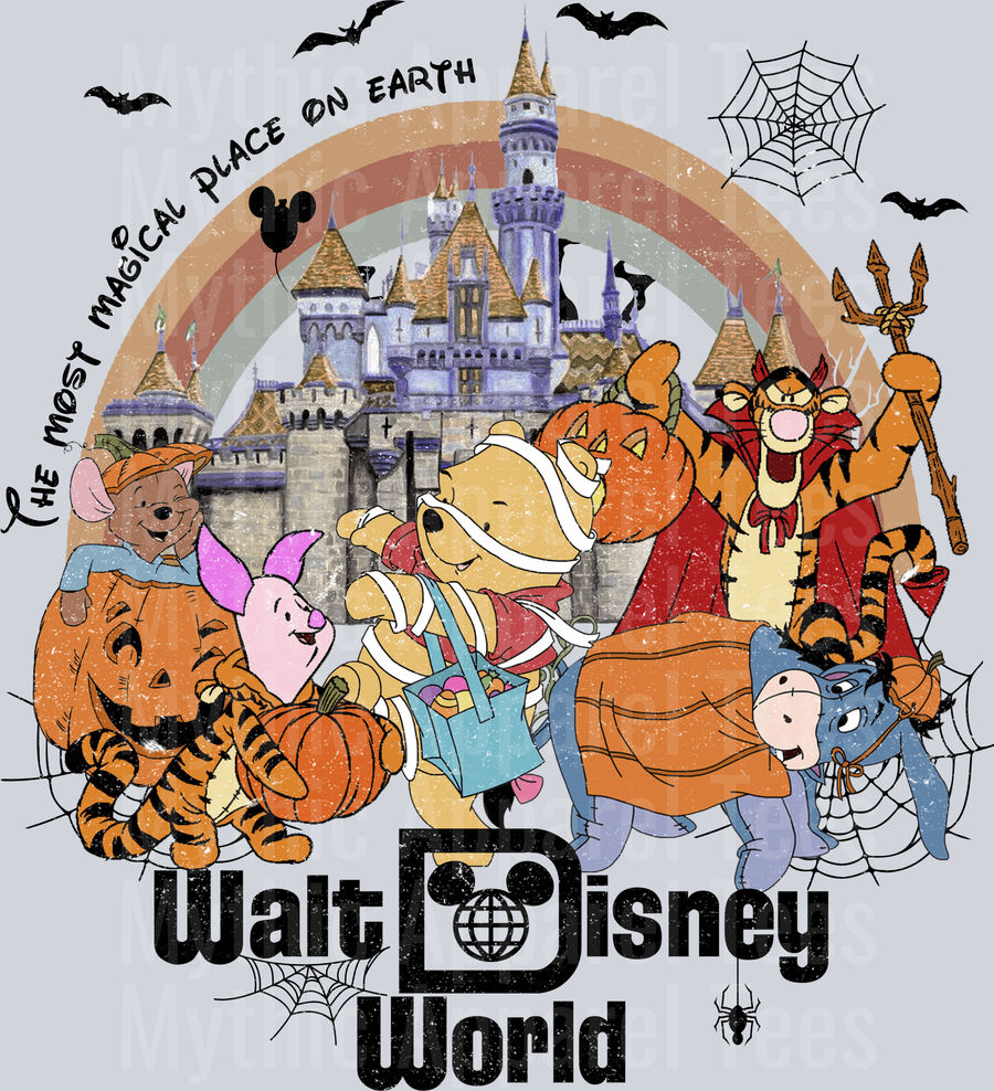 Spooky Walt Disney World Winnie the pooh Halloween Design DTF Disney Transfers