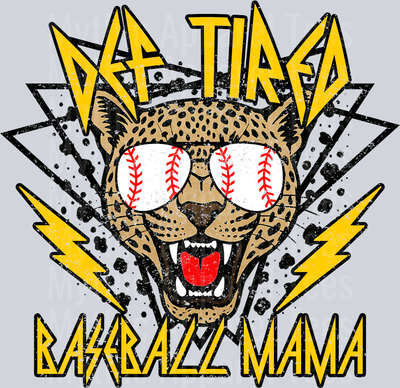 Yellow Def Tired Baseball Mama School Spirit & Sports