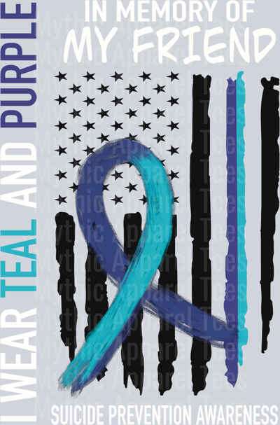 Suicide Prevention Teal White Purple DTF Suicide Awareness Transfers