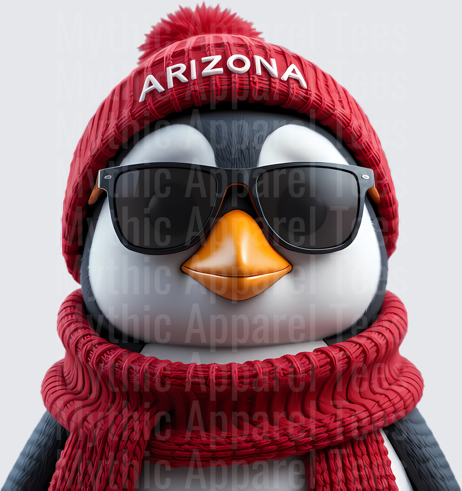 NFL Mascots Arizona Cardinals Cool Penguin Red Beanie Sunglasses