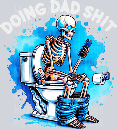 Doing Dad Shit Toilet White DTF Skull Transfers