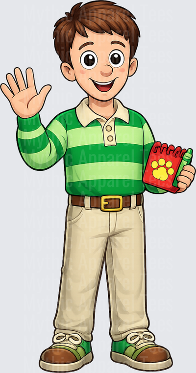 Blues Clues Josh Waving Holding Red Paw Print Notebook