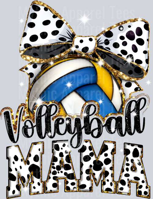 Volleyball Mama with Spots and blue yellow white ball cute DTF Sports Transfers