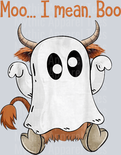 Moo I mean Boo Halloween Fall DTF Highland Cow Transfers