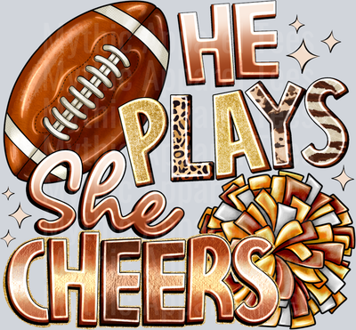 He Plays She Cheers Football & Cheer Mom