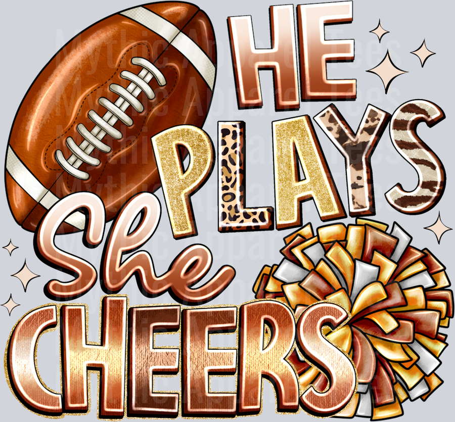 He Plays She Cheers Football & Cheer Mom