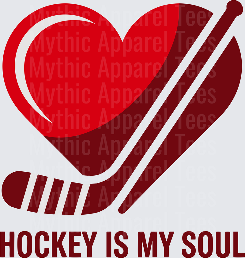 Ice Hockey Is My Soul Red Heart Sticks Love Design