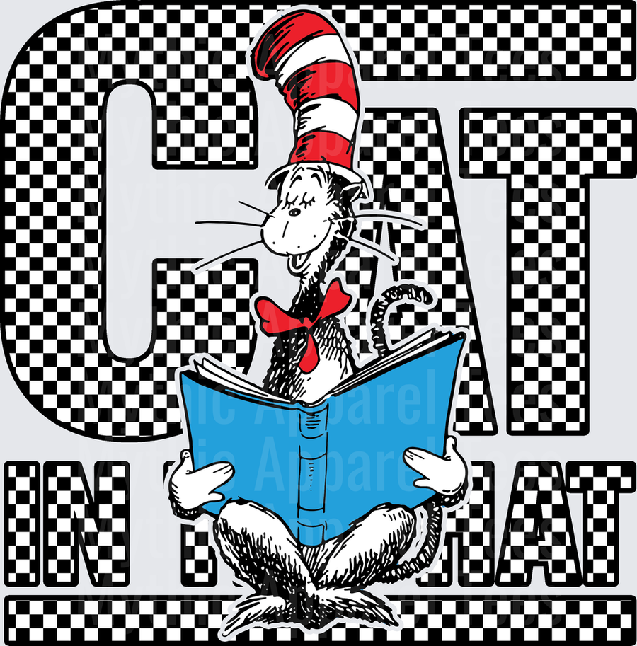 DR Seuss Cat In The Hat Reading Book Checkered Letters