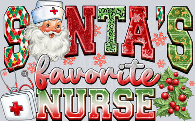 Santa's Favorite Nurse Christmas Nurse Design