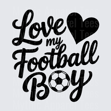 American Football Love My Football Boy Script Heart Soccer Ball