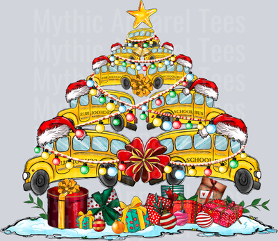 Merry Christmas School Bus DTF School Bus Transfers