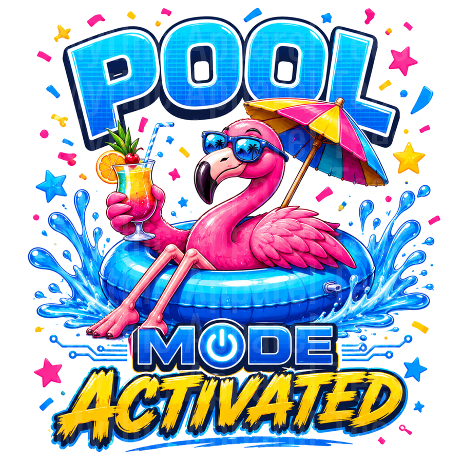 Flamingo Pool Mode Activated Floatie Sunglasses Tropical Drink