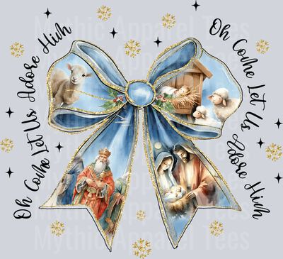 Christmas Scripture Bow Black letters DTF Christmas Transfers